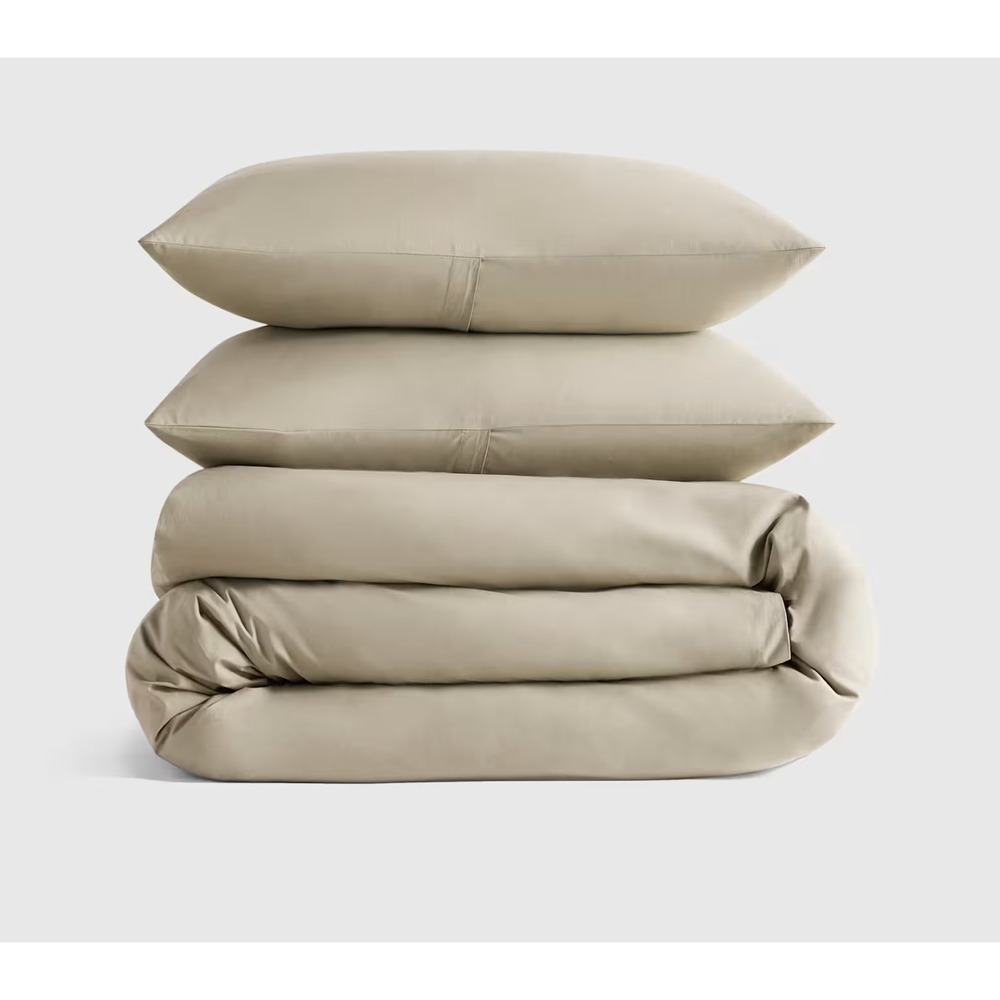 Quince Classic Organic Percale Duvet Cover Full/Queen Size Toffee Beige